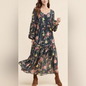$198 Evelin Anthropologie Floral Maxi Dress NWOT